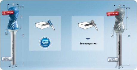 Борфреза С сфероцилиндрическая  ф6  L 165 хв 6 х-образная  насечка. SGS
